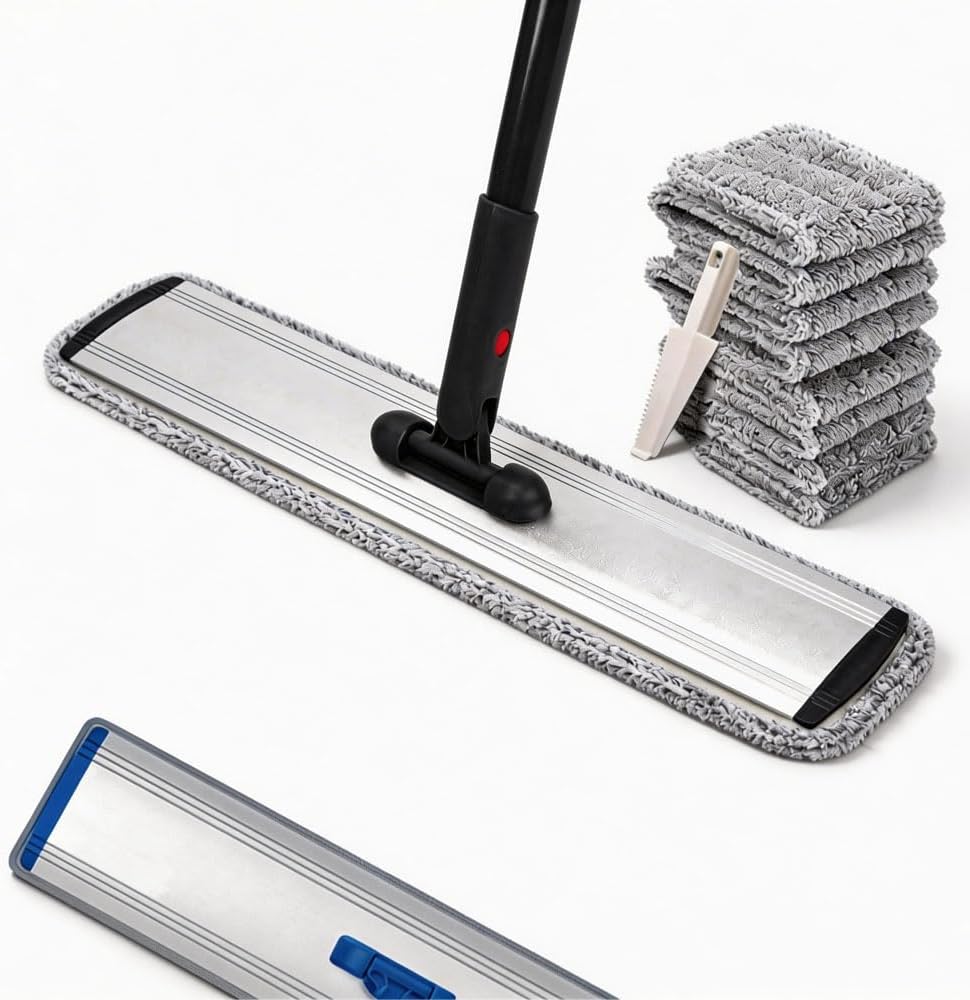 Microfiber Mop 18 in Large Flat Mops for Floor Cleaning with 4 Premium Pads Hardwood for Cleaning Wet Mop