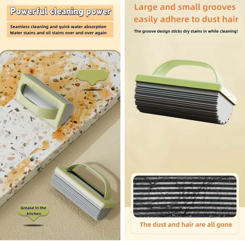 baseboard cleaner sponges for cleaning, scrub daddy sponges with deep grooves for strong adhesion, enhanced water absorption, and superior stain removal, damp duster dusting sponge (3PCS*creamy white)
