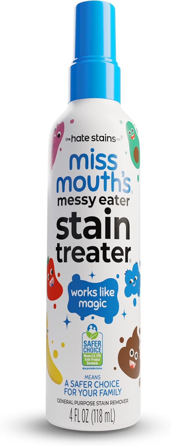Miss Mouth's Messy Eater Stain Treater Spray - 4oz 2 Pack Stain Remover - Newborn & Baby Essentials - No Dry Cleaning Food, Grease, Coffee Off Laundry, Underwear, Fabric