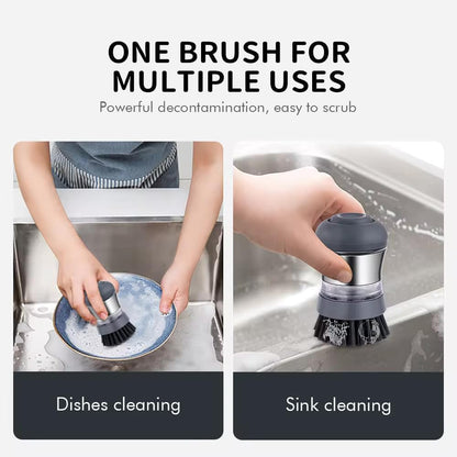 Stainless Steel Kitchen Soap Dispensing Dish Scrubber - Palm Brush for House Cleaning - Durable and Efficient Cleaning Tool (Pack of 1)