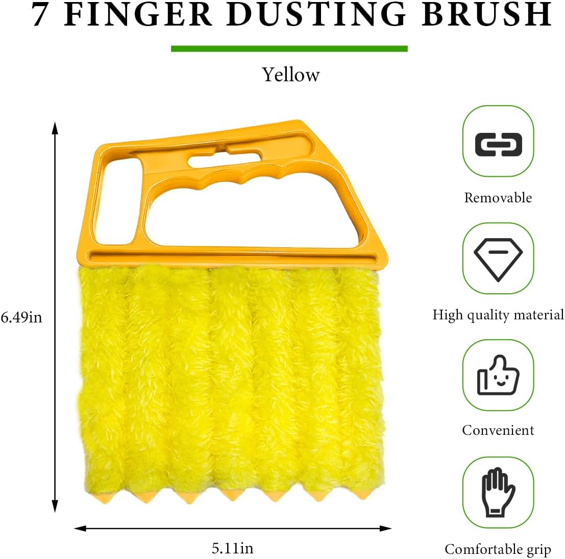 DXNQ 2 PCS Blind Cleaner Duster Tool, Window Venetian Hand-held 7 Finger Dusting Cleaner Brush, Blinds Cleaning Brush Tool for Window Shutters Air Conditioner, Car Accessories (Orange+Yellow)