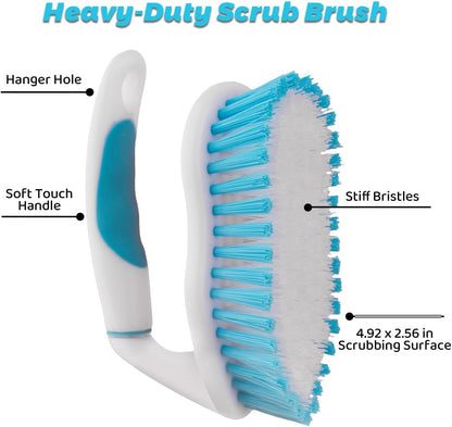 3 Pack Scrub Brush Set, Heavy-Duty Scrub Scrubbing Brushes for Cleaning, Grout Brush with Stiff Bristles Cleaning Brush for Bathroom, Bathtub, Kitchen, Floor, Tub, Tile, Sink