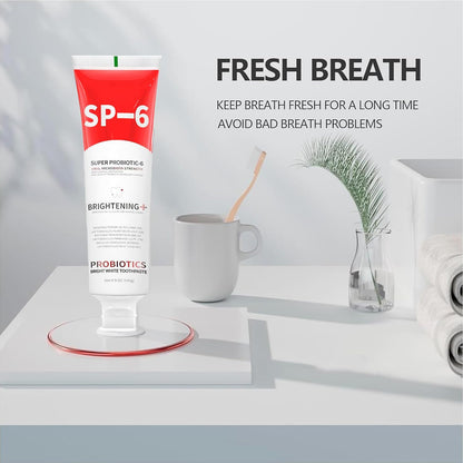 Sp-6 Probiotics Whitening Toothpaste, Sp-6 Ultra Whitening Toothpaste, Enhanced Formula with 6 Probiotics for Teeth and Gum Health, Fresh Mint Flavor, Fresh Breath, 4.9oz
