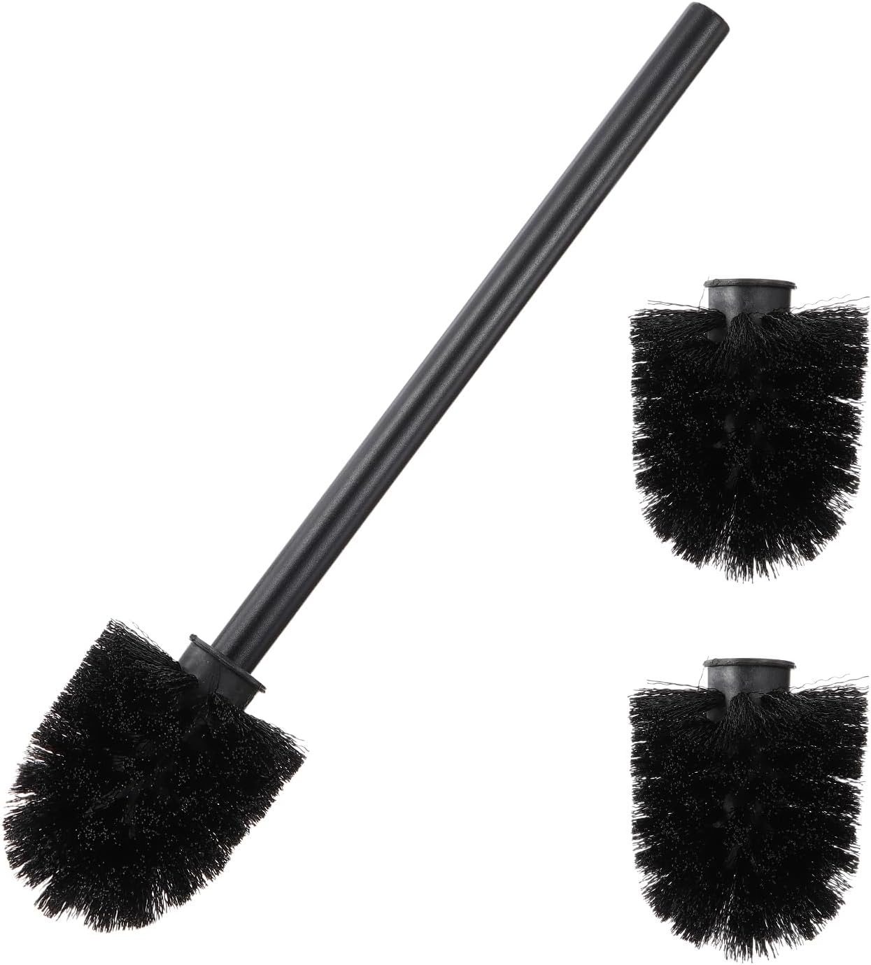 uxcell 3 Pcs Toilet Brush Set Replacement Head, 9.8 Inch Toilet Brush Refills with Handle, Bathroom Cleaning Tool Restroom Accessories for Bathtubs Bathroom Home Apartments Office, Black