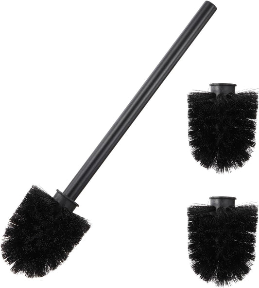 uxcell 3 Pcs Toilet Brush Set Replacement Head, 9.8 Inch Toilet Brush Refills with Handle, Bathroom Cleaning Tool Restroom Accessories for Bathtubs Bathroom Home Apartments Office, Black
