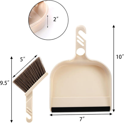 Jucoan 4 Pack Dustpan and Brush Set, Small Portable Handheld Dustpan and Brush Combo for Cleaning Home Office School Classroom Desk Table Countertop Sofa Bed Pet Care