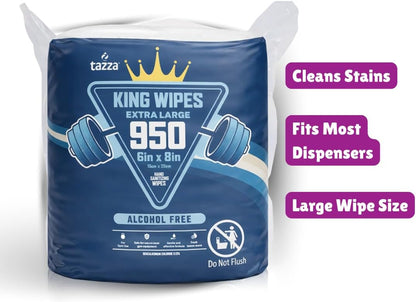 Tazza Gym Equip Wipes, 4 x 950 Count (3800 Total Wipes) - Durable, Pre-Saturated Gym Equipment & Surface Cleaning Wipes