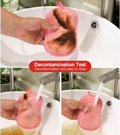 Sided Dishwashing Sponge Wipe Block Brush with Degreasing Function Household Kitchen Magic for Removing Oily Stains