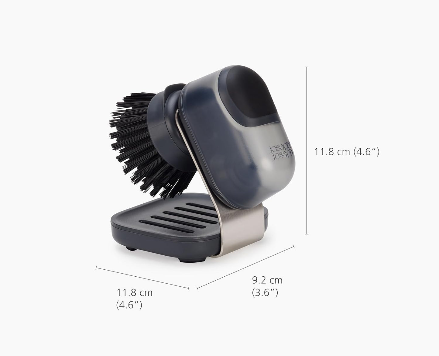 Joseph Joseph SinkTech Refillable Soap-Dispensing Dish Brush with Stainless Steel Storage Stand Drip Tray