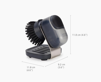 Joseph Joseph SinkTech Refillable Soap-Dispensing Dish Brush with Stainless Steel Storage Stand Drip Tray