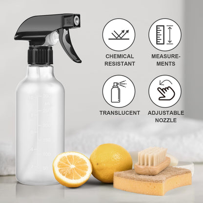 Bealee Spray Bottles 2 Pack, 10 Oz, Mist & Stream, Heavy Duty Spraying Empty Water Sprayer Bottle, BPA Free Plastic Refillable Containers for Cleaning Solutions, Planting, Hair with Measurement