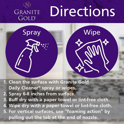 Granite Gold Polish Spray, Streak-Free Shine for Granite, Quartz, Marble, Travertine, Natural Stone Countertops, 24 Fl Oz (Pack of 1)