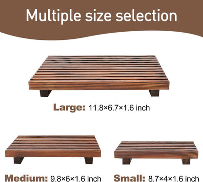 Renawe Small Kitchen Sink Soap Tray for Counter Soap Dish Dispenser Holder Wooden Risers Stand for Bathroom Decor Farmhouse Wood Pedestal Kitchen Accessories Countertop Vanity Counter Decorative Tray