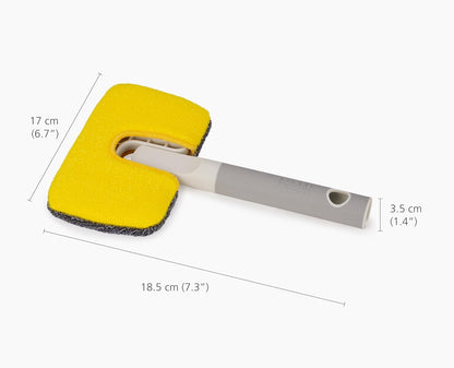 Joseph Joseph CleanTech 2-in-1 Glass Cleaner Shower Squeegee with Washable Microfiber Pad and Space-Saving Foldable Handle