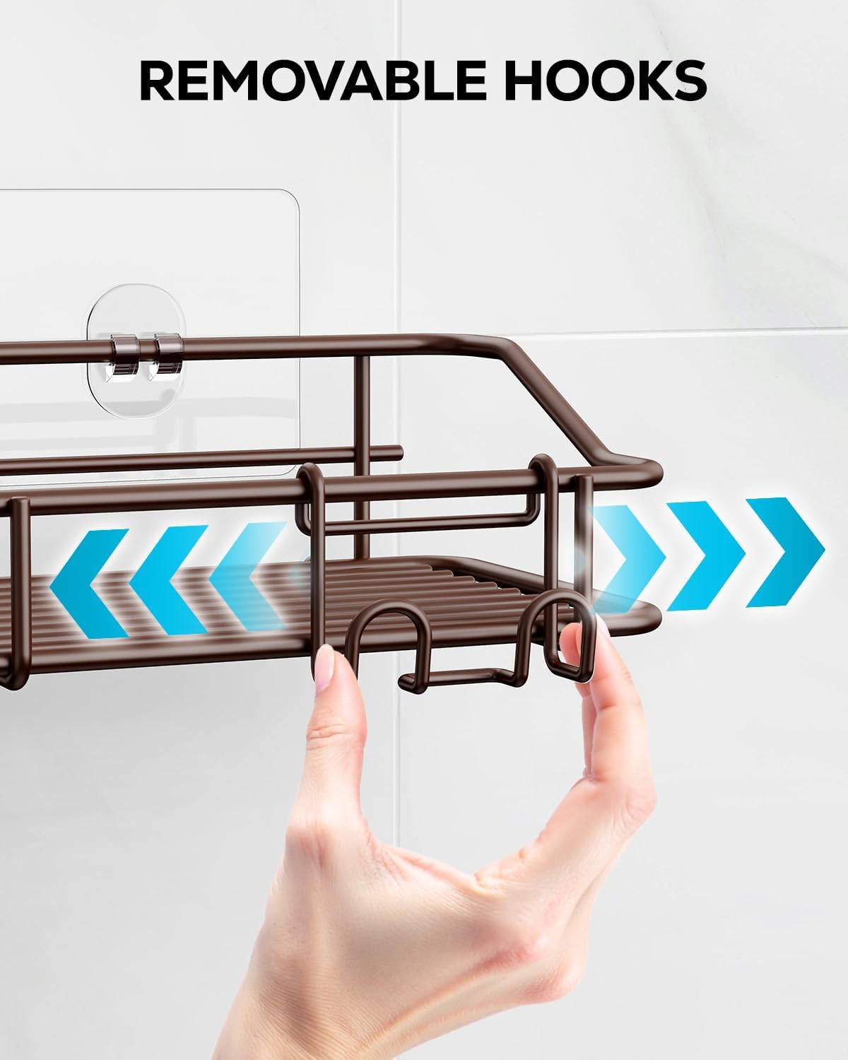 Nieifi Shower Caddy Shelf Storage Rack Adhesive Without Drilling Stainless Steel with Hooks for Washroom, Lavatory, Restroom, Toilet, Bathroom, Kitchen - 2 Pack