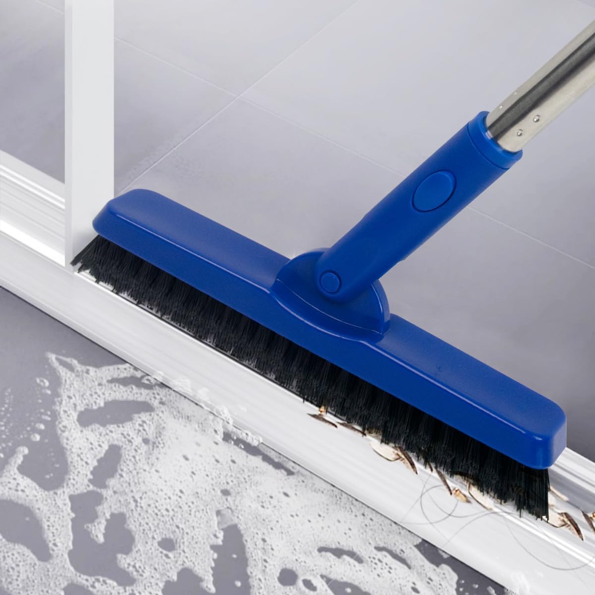 CELOX Grout Brush with Long Handle, Tile Grout Cleaner Brush for Tile Floors, for Shower Tile, for Cleaning Grout, Gray
