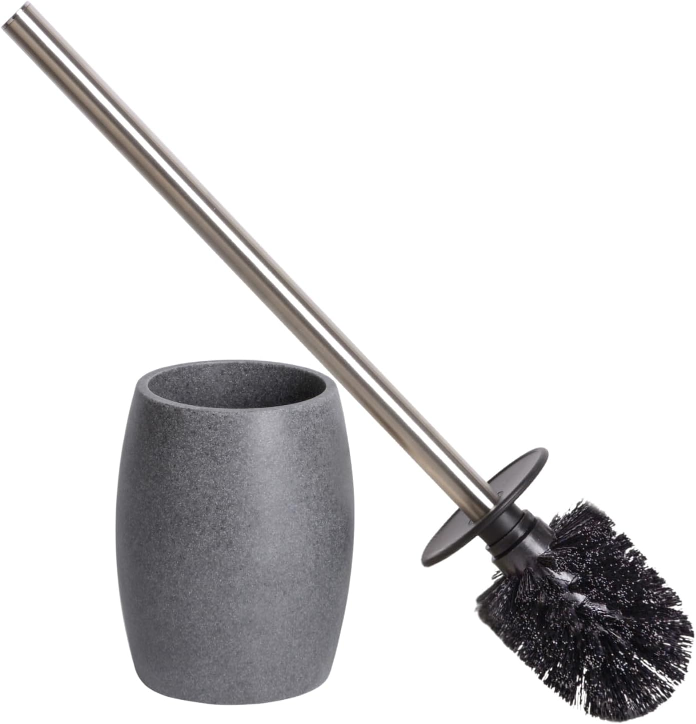 Clasin Home Toilet Bowl Brush and Holder with Stainless Steel Long Handle, Toilet Scrubber Brush with Durable Base, 360° Deep Cleaning Bristles for Bathroom, Compact Set for Small Space (Beige)