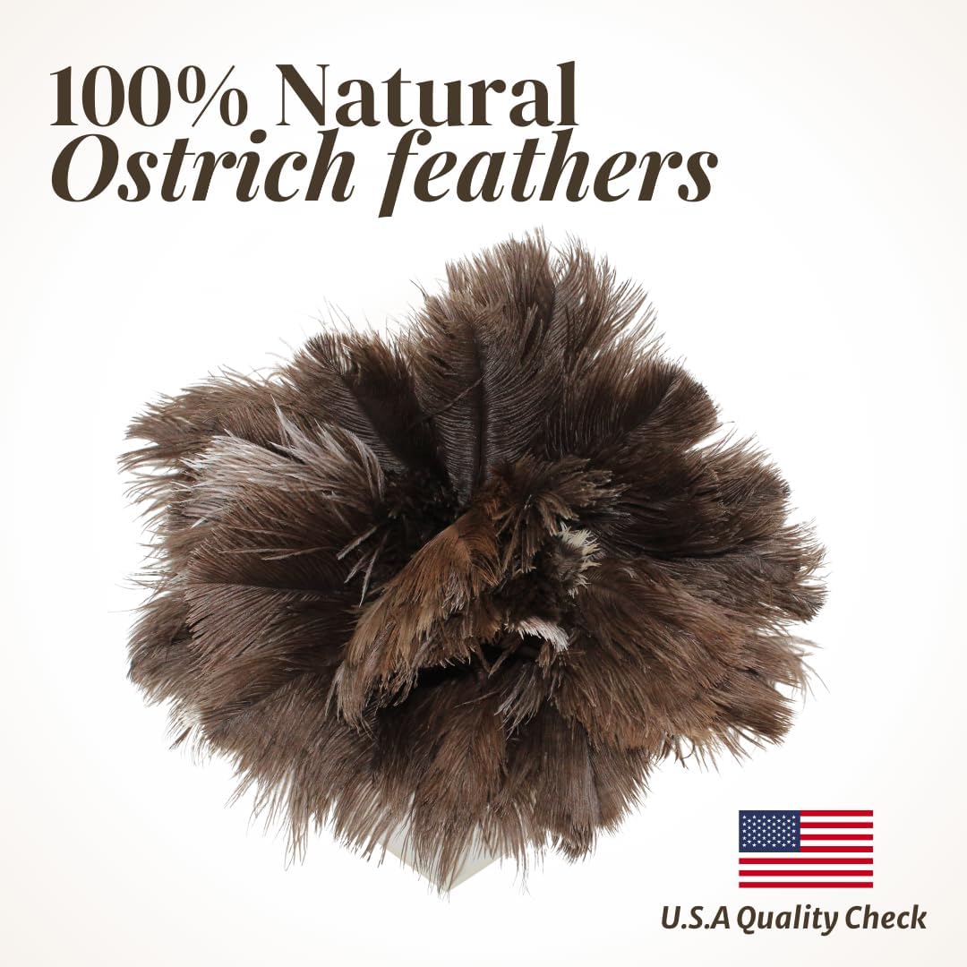 Retractable Feather Duster 8-14 in Adjustable - Natural Feather Dusters for Cleaning Ceiling Fans, Blinds, Plantation Shutters, Walls & Furniture - Quality Checked in USA - 1 Pack