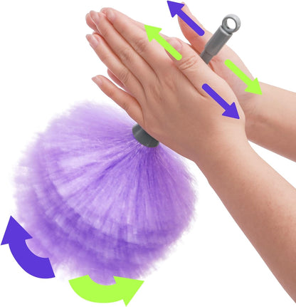 Goaste 12 Pack Microfiber Delicate Duster, 12.8 Inch Fluffy Feather Dusters with Plastic Handle, 2 Colors Electrostatic & Washable Cleaning Tool for TV Screen, Car, Laptop, Keyboard (Purple & Gray)