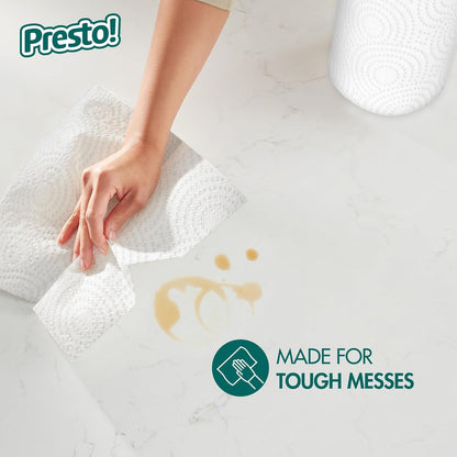 Amazon Brand - Presto! Ultra-Strong Premium Paper Towels, 158 Sheet Huge Roll - Flex-a-Size, 12 Rolls (2 Packs of 6), Equivalent to 38 Regular Rolls, White