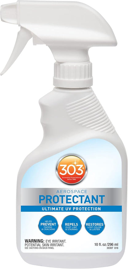 303 Products (30308CSR) UV Protectant Spray for Vinyl, Plastic, Rubber, Fiberglass, Leather & More – Dust and Dirt Repellant - Non-Toxic, Matte Finish, 16 Fl. oz., White