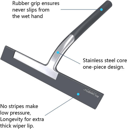 Shower Squeegee for Glass Doors, RICHMIRTH 11" Inch Width Silicone Rubber Blade Squeegee Window Cleaner Tool Squeegee for Shower Glass Doors Bathroom