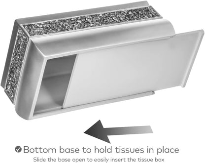 Creative Scents Crackled Glass Toilet Brush with Holder - Silver Toilet Bowl Cleaner Brush and Holder - Good Grip, Deep Cleaning, Decorative Design Compact Toilet Bowl Scrubber