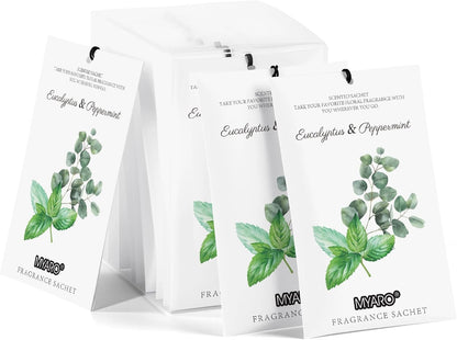 MYARO 12 Pack Fresh Linen Scented Sachets for Drawer, Closet & Car Air Freshener Bags | Odor Eliminator & Fabric Refresher | Crisp, Clean Home Fragrance Gift Set