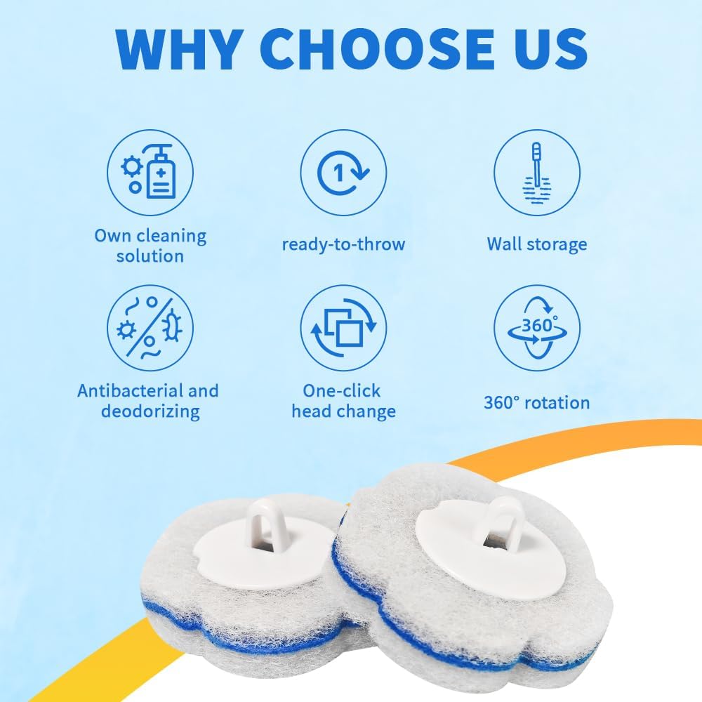 48 Count Disposable Toilet Brush Refill Pads, Disposable Toilet Bowl Wand Refills, Toilet Cleaning Refills, Toilet Scrubber Refills, Brush Head Replacement