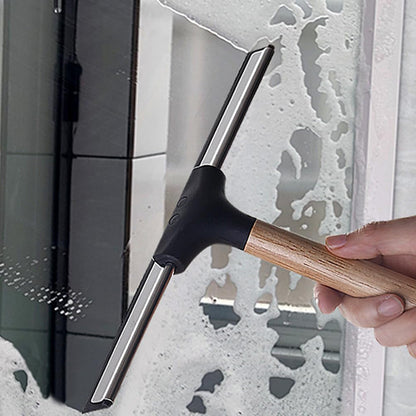 10 Inch Shower Squeegee with Wooden Handle Silicone Blade for Bathroom Shower Doors Mirrors Windows Cleaning Tool Water Wiper