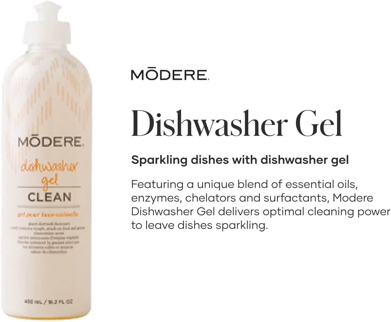 Modere Dishwasher Gel - Powerful Dishwashing Gel with Enzymes and Essential Oils That Help Deliver Sparkling, Spotless Dishes With Every Wash - 480 mL