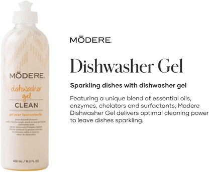 Modere Dishwasher Gel - Powerful Dishwashing Gel with Enzymes and Essential Oils That Help Deliver Sparkling, Spotless Dishes With Every Wash - 480 mL