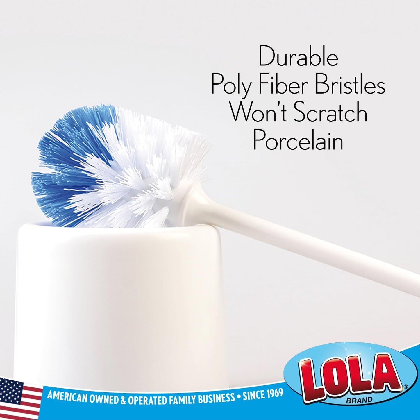 Toilet Brush and Holder Set, By LOLA, 2 Pack, Classic Version, Durable Bristles for Deep Cleaning, w/Compact Space Saving Storage Holder