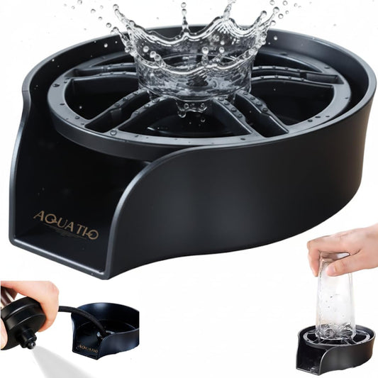 2 in1 Glass Rinser for Kitchen Sink - Stainless Steel Cup Cleaner - Counter Top Bottle Washer - Kitchen Sink Accessories - Attachements - Sink Sprayer (Nickel)