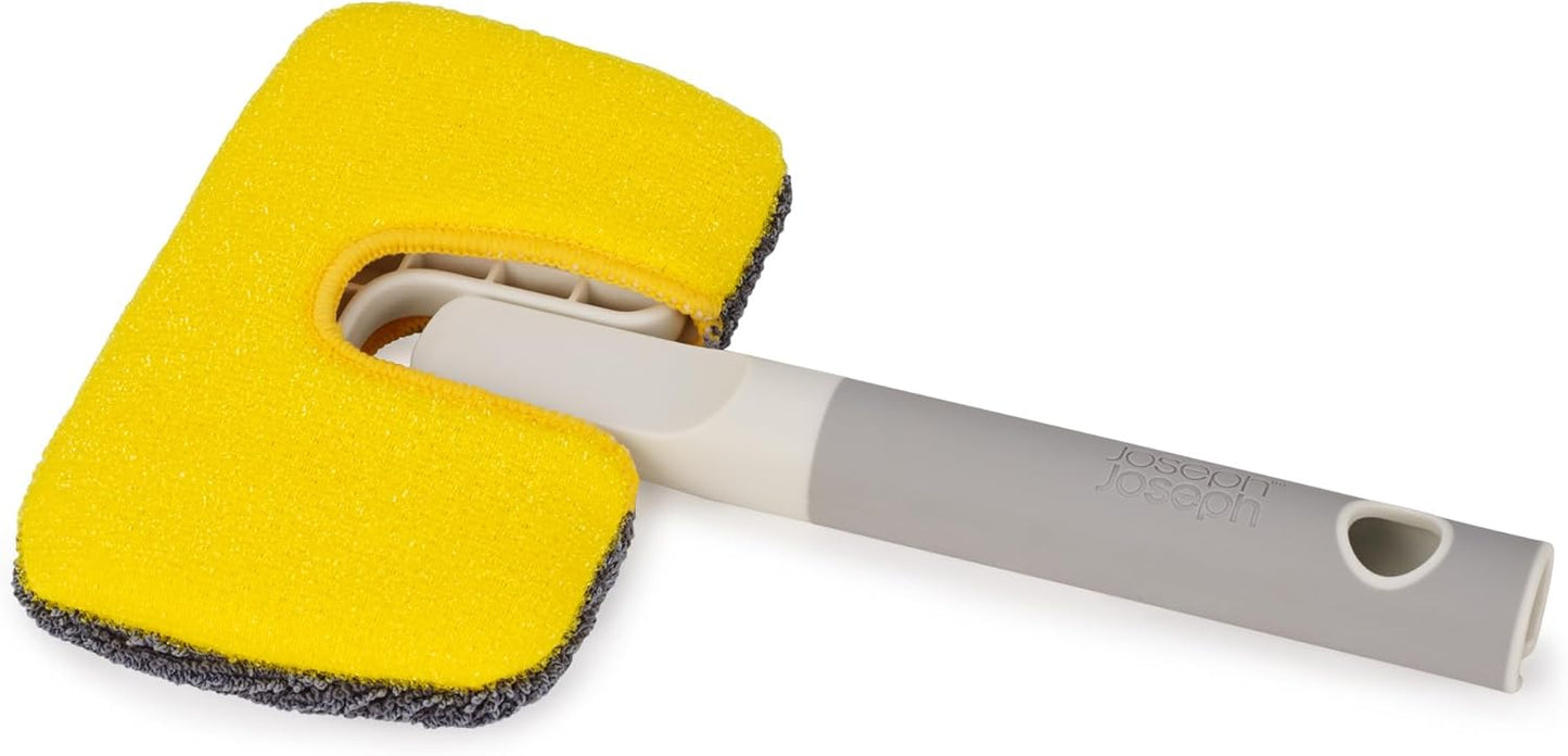 Joseph Joseph CleanTech 2-in-1 Glass Cleaner Shower Squeegee with Washable Microfiber Pad and Space-Saving Foldable Handle