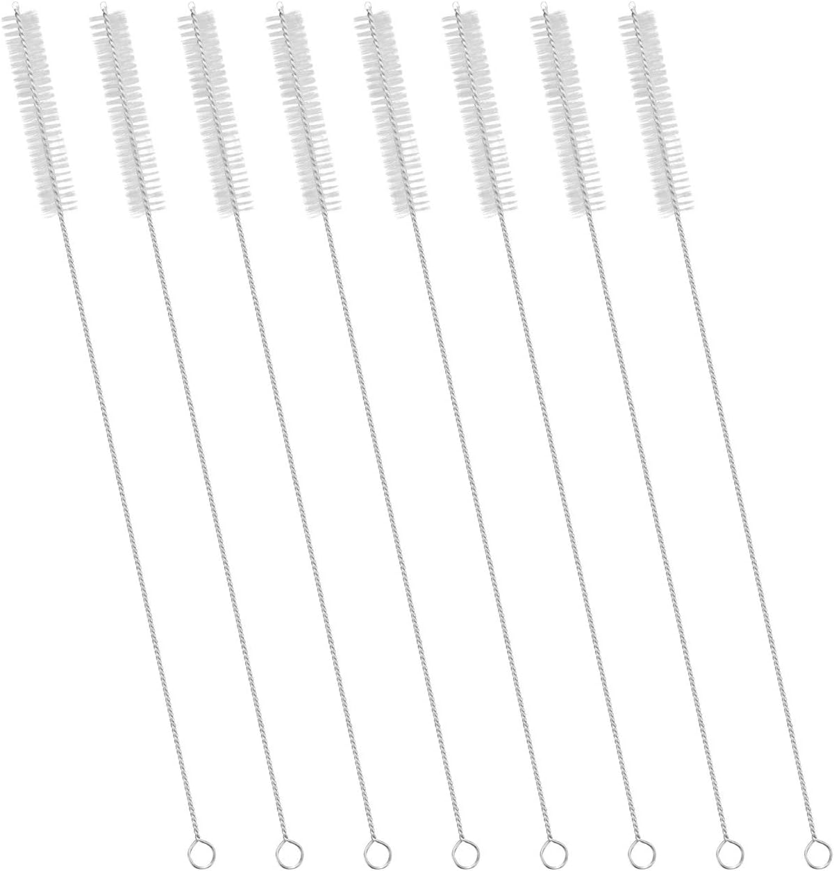 GFDesign Drinking Straw Cleaning Brushes Set 12" Extra Long 12mm Extra Wide Pipe Tube Cleaner Nylon Bristles Stainless Steel Handle - 12" x 1/2" (12mm) - Set of 8