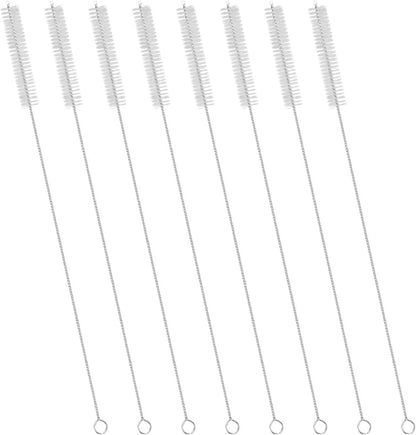 GFDesign Drinking Straw Cleaning Brushes Set 12" Extra Long 12mm Extra Wide Pipe Tube Cleaner Nylon Bristles Stainless Steel Handle - 12" x 1/2" (12mm) - Set of 8