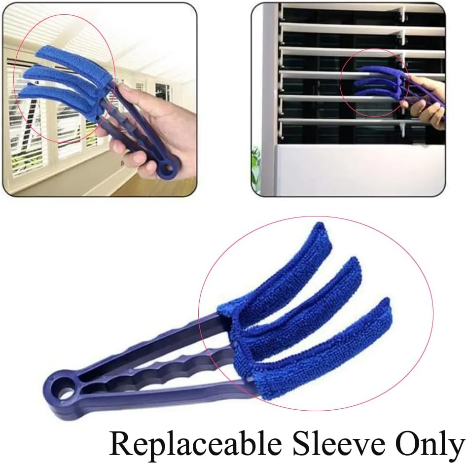 7 Pack Window Blind Cleaner Duster Brush Microfiber Sleeves Replacement Blinds Duster Cover Pad Refills for Blind Cleaner Tools with 3 Layer Arms Dark Blue Color