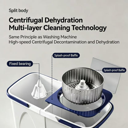 Spin Mop Bucket with Wringer, Mop with Bucket Set Includes 3 Replacement Pads, Durable Mop Bucket for Home Floor Cleaning