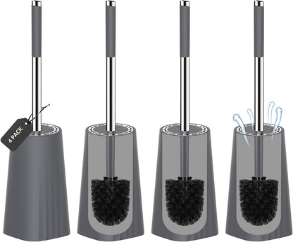 SetSail Toilet Brush, Compact Size Toilet Bowl Brush and Holder Toilet Brushes for Bathroom with Stainless Steel Handle Toilet Cleaner Brush with Durable Scrubbing Bristles, Splash-Proof