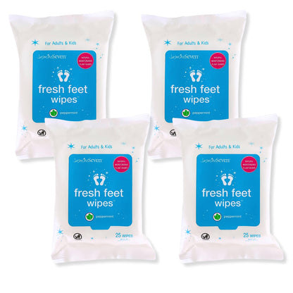 Jasmine Seven Fresh Feet Wipes - Peppermint - 45 Count Resealable Canister (Natural Foot and Body Wet Wipes)