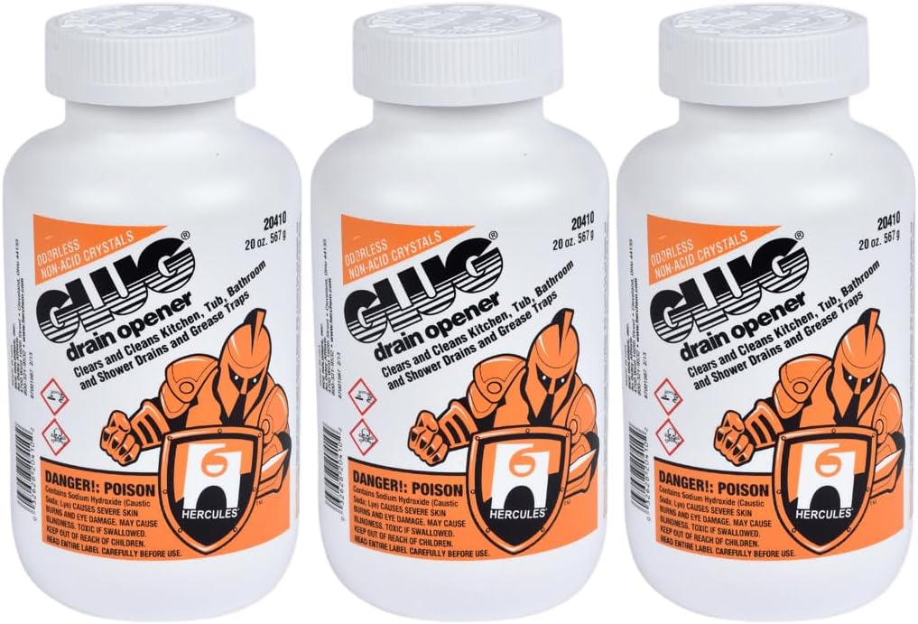 Oatey 20410 Hercules Glug Crystals Drain Opener, 20 oz, 1.3 (Pack of 1)