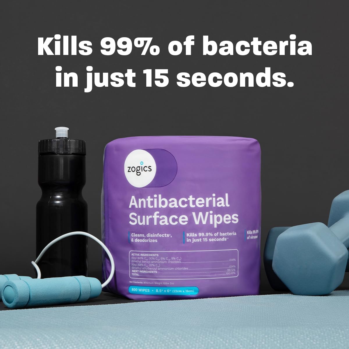 Zogics Antibacterial Wipes – Disinfecting Wipes for Sanitizing and Cleaning Surfaces and Equipment, EPA Registered Antibacterial Cleaning Wipes (3,200 Count – 4 Rolls of 800 Wipes)