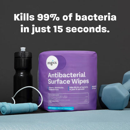 Zogics Antibacterial Wipes – Disinfecting Wipes for Sanitizing and Cleaning Surfaces and Equipment, EPA Registered Antibacterial Cleaning Wipes (3,200 Count – 4 Rolls of 800 Wipes)