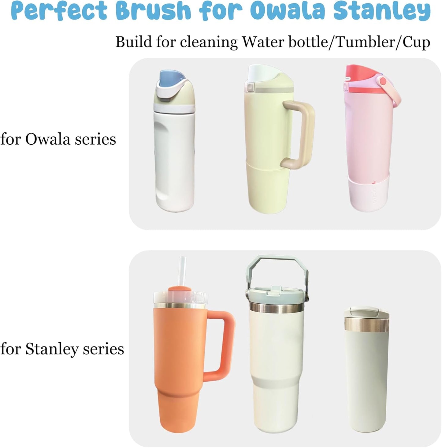 4 Pack Water Bottle Cleaning Kit Straw Cleaner Bottle Brush Cleaner for Owala FreeSip 24oz/32oz/40oz, Silicone Long Brush for Stanley, Sport Bottles, Water Bottles, Coffee Mugs