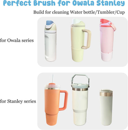 4 Pack Water Bottle Cleaning Kit Straw Cleaner Bottle Brush Cleaner for Owala FreeSip 24oz/32oz/40oz, Silicone Long Brush for Stanley, Sport Bottles, Water Bottles, Coffee Mugs
