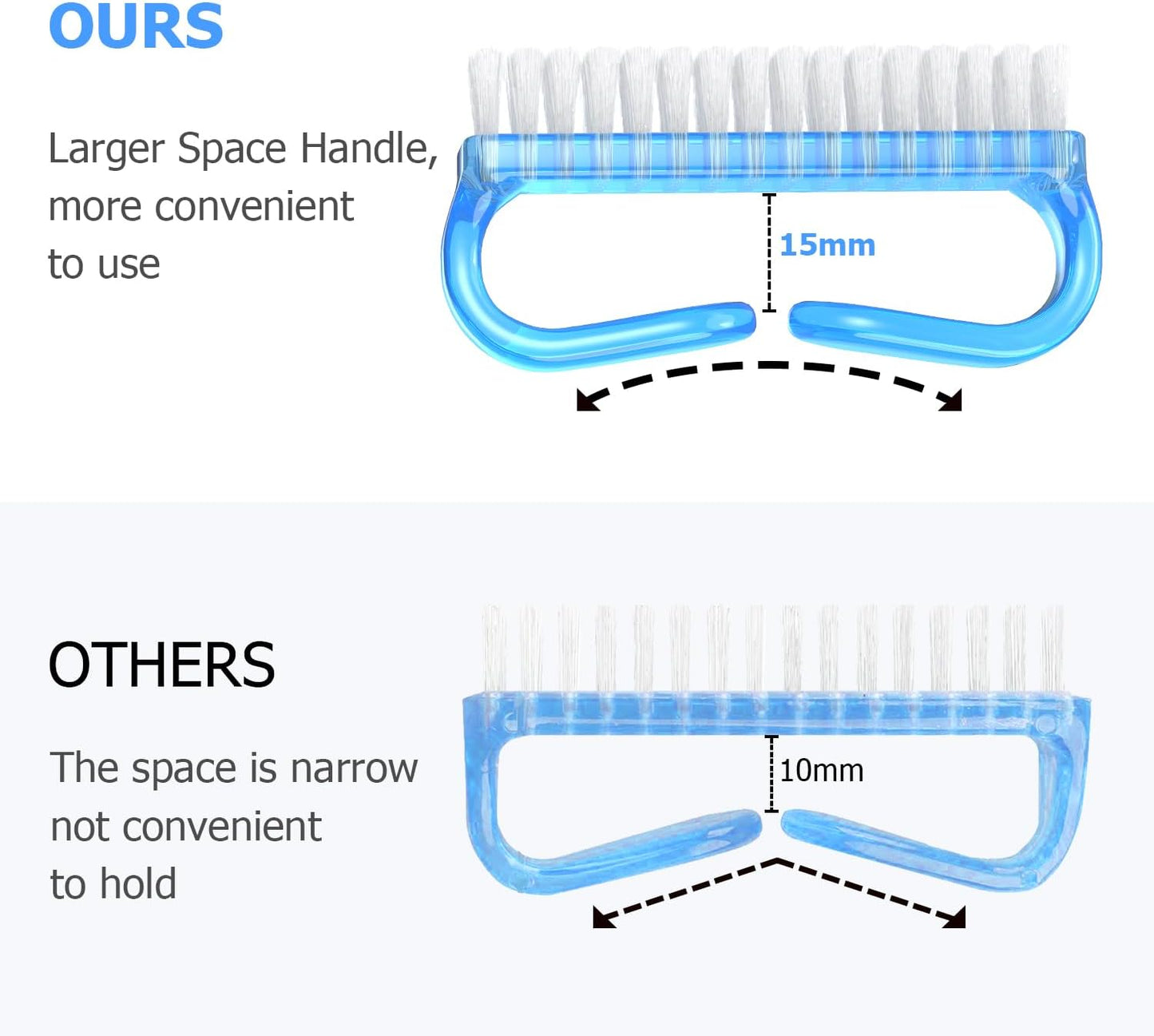 Larbois Handle Grip Nail Brush, Nail Brushes Hand Fingernail Brush Cleaner Scrubbing Kit Pedicure for Toes and Nails Men Women (4 Pack)