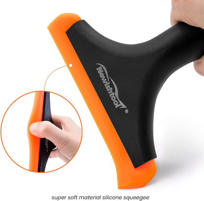 NEWISHTOOL Bathroom Shower Squeegee 5.9 Inch Soft Silicone Blade Squeegee for Shower Glass Door Mirrors Car Windshield, Kitchen Squeegee Countertops Cleaning and Water Removal Scraper w/Hanging Hole