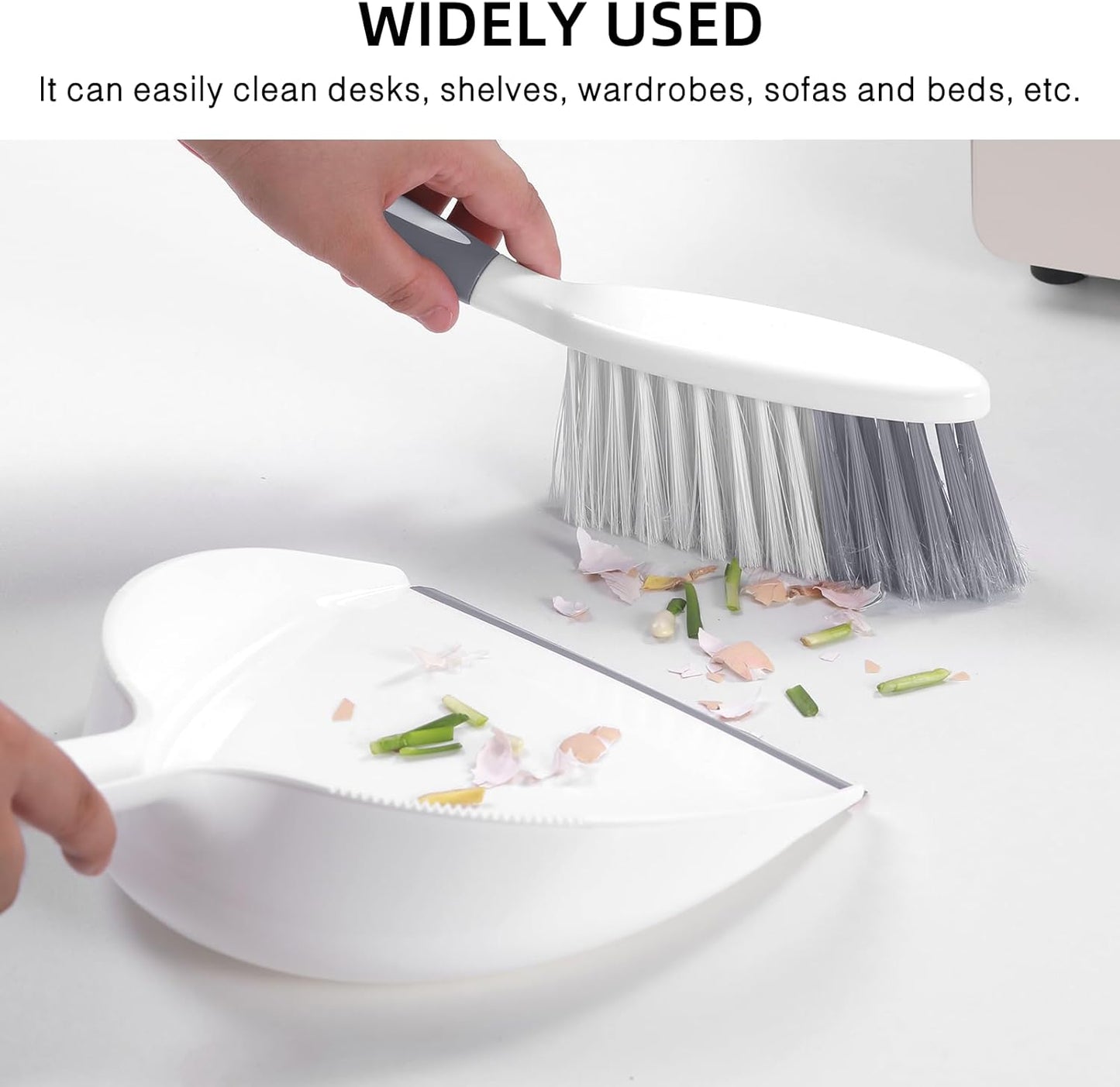 NACENA Dust Pan and Brush Set, Large Hand Broom and Dustpan Set Large Brush and Dustpan Set for Camping Broom and Dustpan Combo for Daily Cleaning Pet Hair Office Home Car, White & Red
