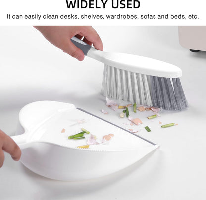 NACENA Dust Pan and Brush Set, Large Hand Broom and Dustpan Set Large Brush and Dustpan Set for Camping Broom and Dustpan Combo for Daily Cleaning Pet Hair Office Home Car, White & Red